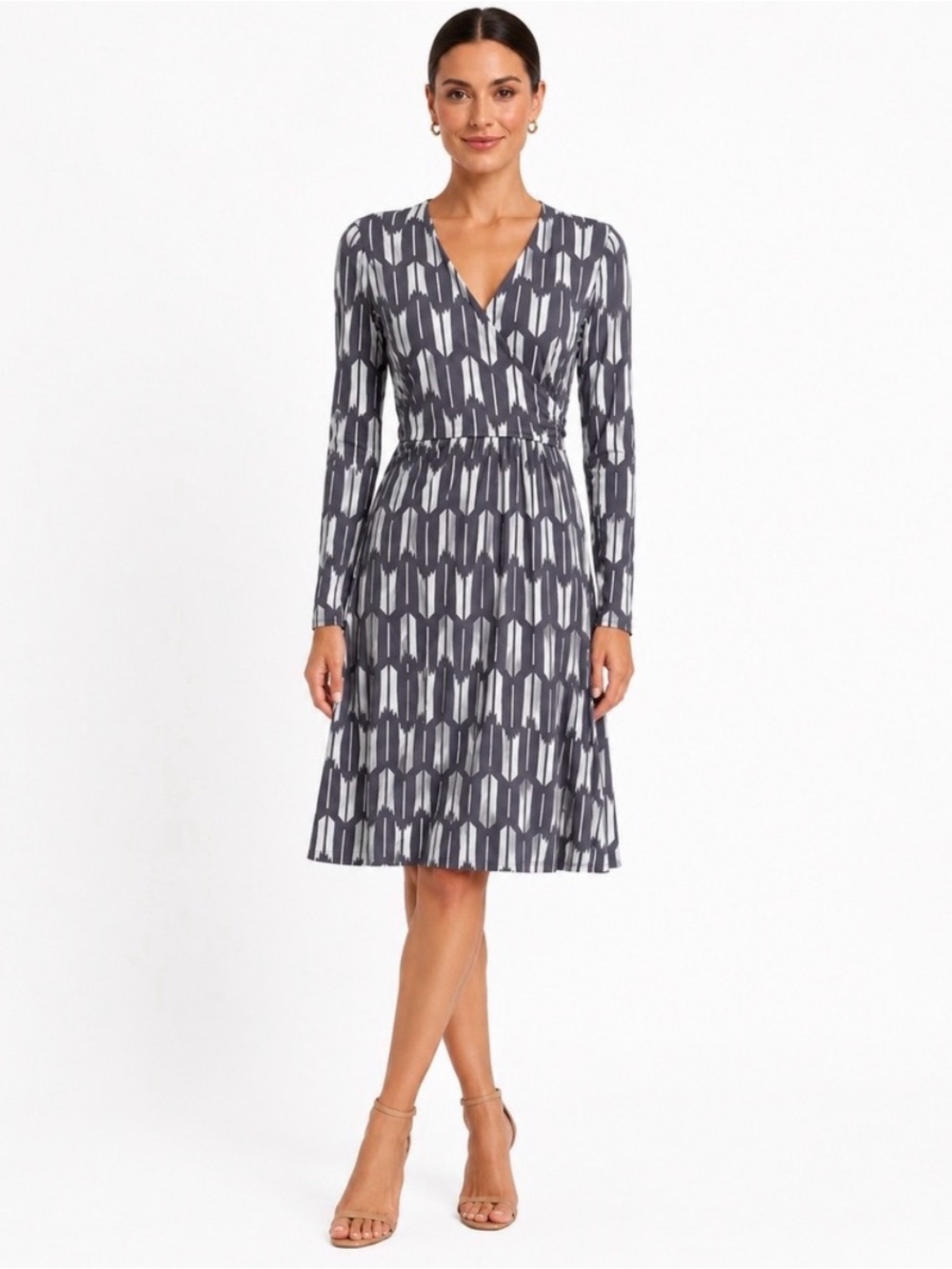 Boden Grey Long Sleeve Wrap Dress